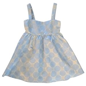 NWT FOREVER 21 LIGHT BLUE METALIC POLKADOT FIT AND FLARE DRESS SZ.SM